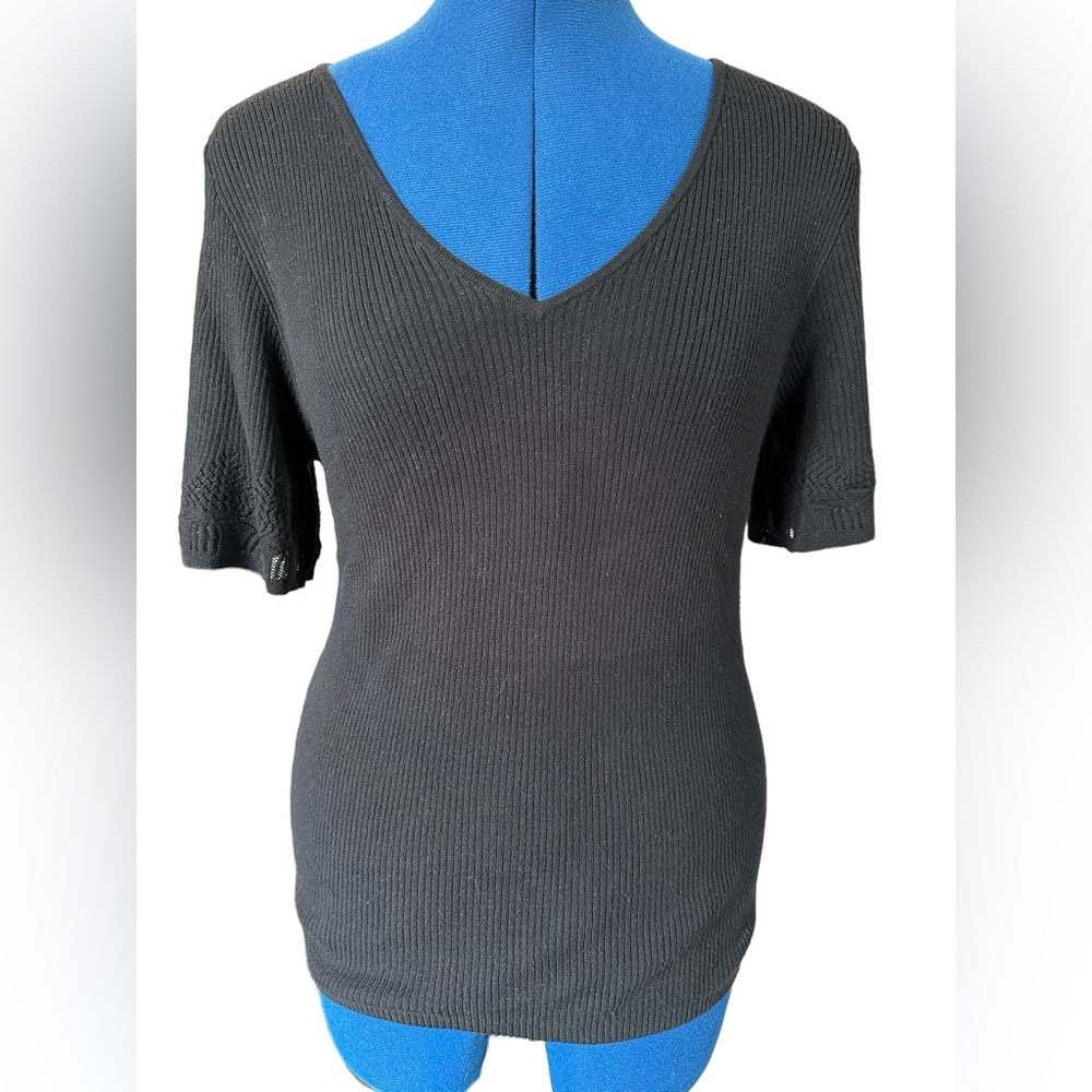 LOFT black knit flared sleeve top size Small